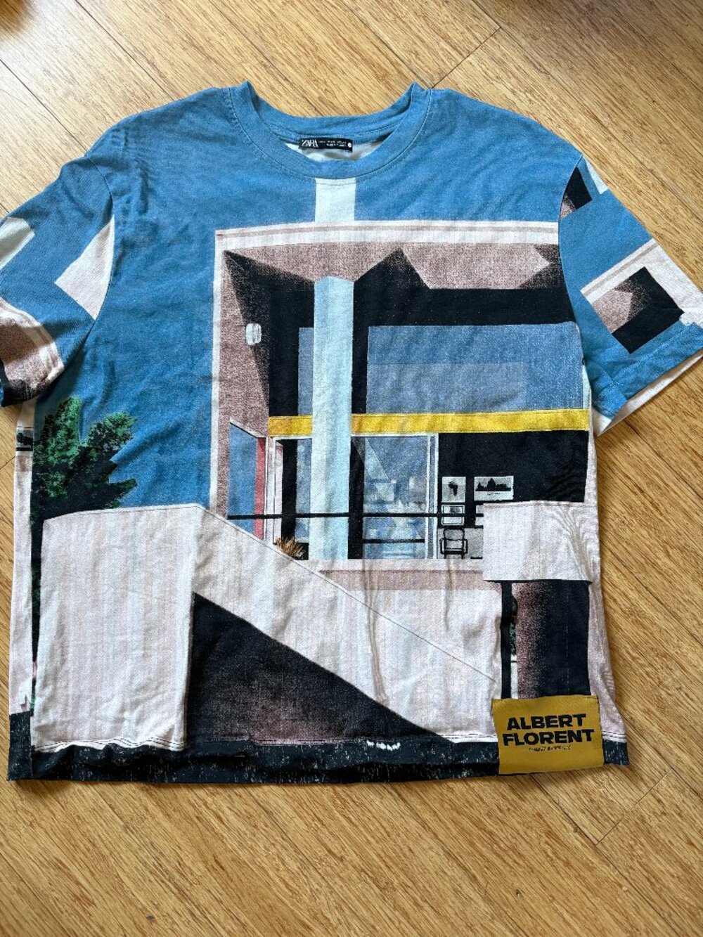 Zara Albert Florent Architecture T Shirt Small S Multicolor Print Crew Neck
